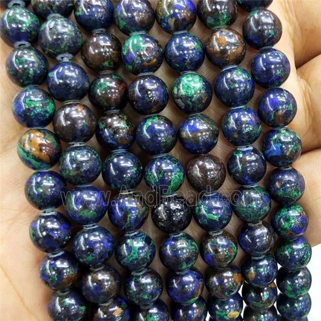Blue Azurite Beads Smooth Round C-Grade