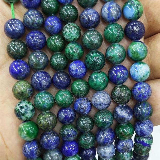 Azurite Beads Blue Green Dye Smooth Round