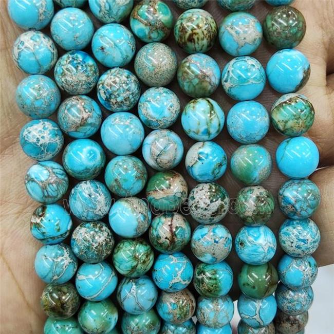 Blue Imperial Jasper Beads Smooth Round