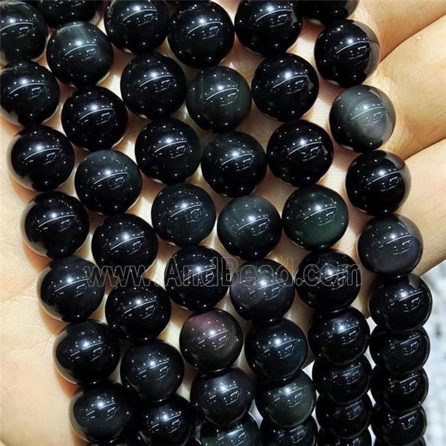 Natural Rainbow Obsidian Beads Smooth Round