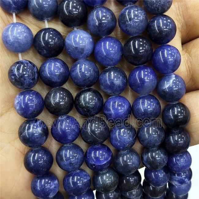Natural Blue Sodalite Beads Smooth Round