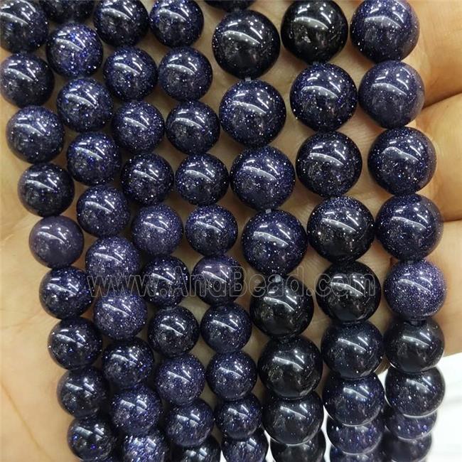 Blue Sandstone Beads Smooth Round