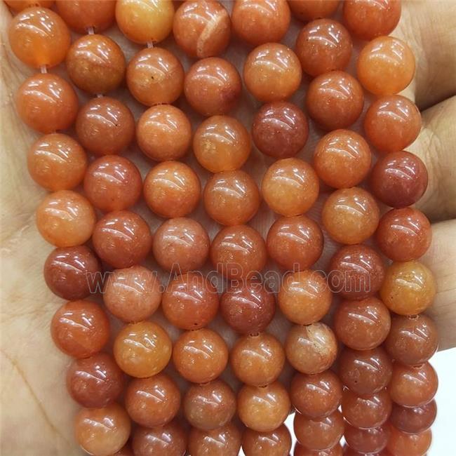 Red Aventurine Beads Smooth Round