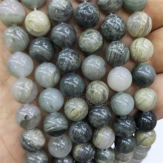 Natural Green Rutilated Quartz Beads Smooth Round