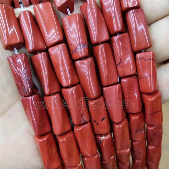 Natural Red Jasper Twist Tube Beads