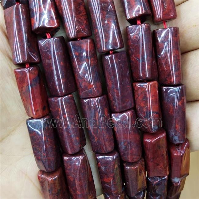 Natural Poppy Jasper Beads Twist Tube