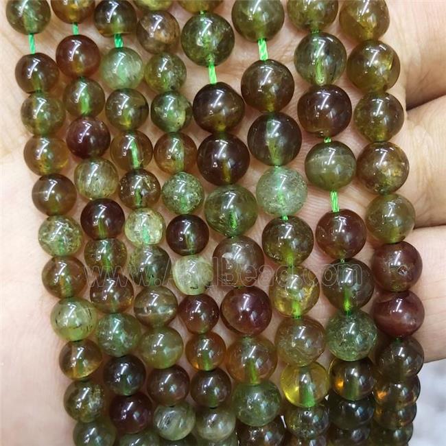 Natural Green Garnet Beads Smooth Round