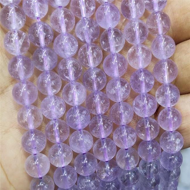 Natural Amethyst Beads Lt.purple Smooth Round