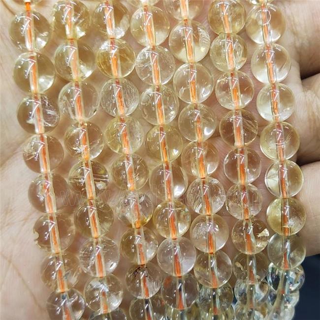 Natural Citrine Beads Yellow Smooth Round