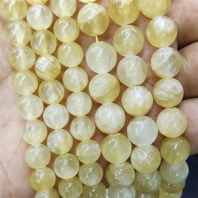 Natural Yellow Calcite Beads Smooth Round
