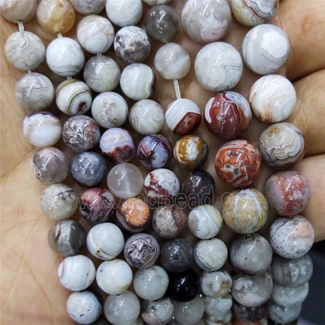 Natural Mexican Crazy Lace Agate Beads Smooth Round