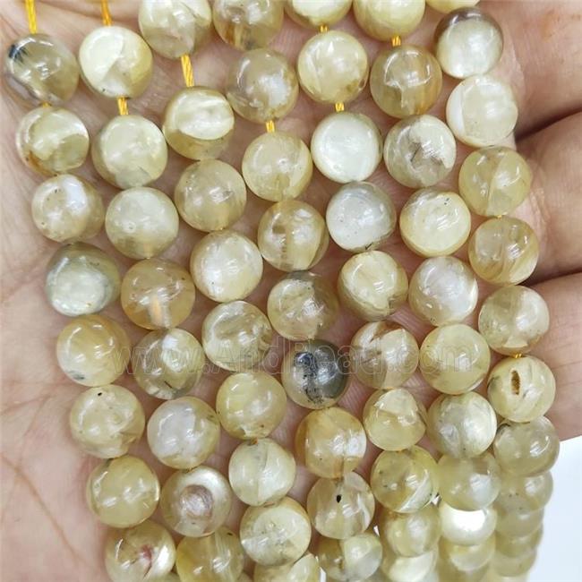 Natural Peru Lepidolite Beads Yellow Dye Smooth Round