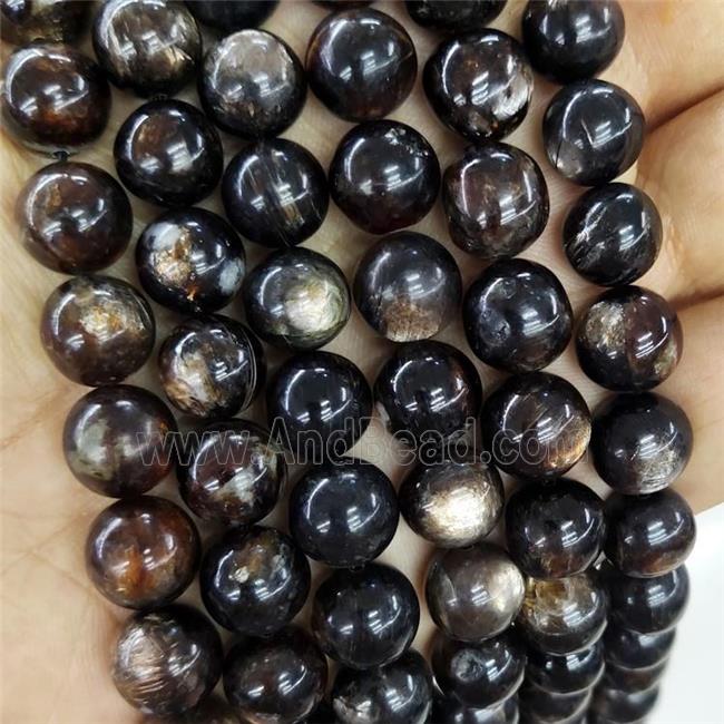 Natural Phlogopite Beads Black Smooth Round AAA-Grade