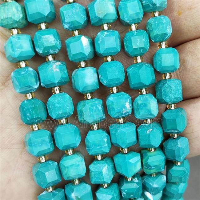 Green Magnesite Turquoise Cube Beads Dye Faceted