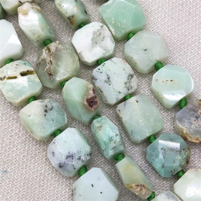 Natural Green Opal Beads Faceted Square