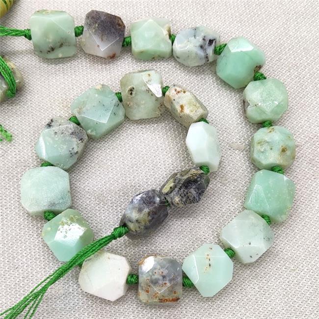 Natural Green Opal Beads Faceted Square