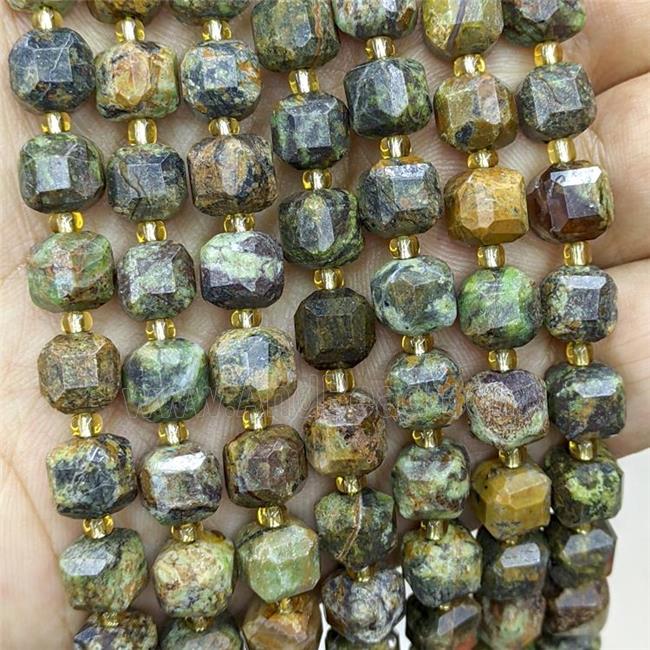 Natural Brazilian Opal Beads Faceted Cube Green