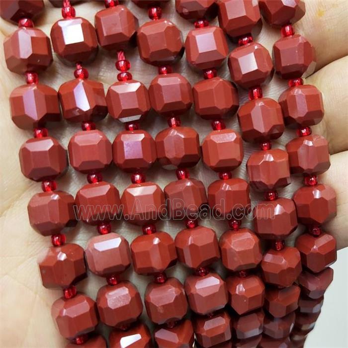 Natural Red Jasper Beads Faceted Cube