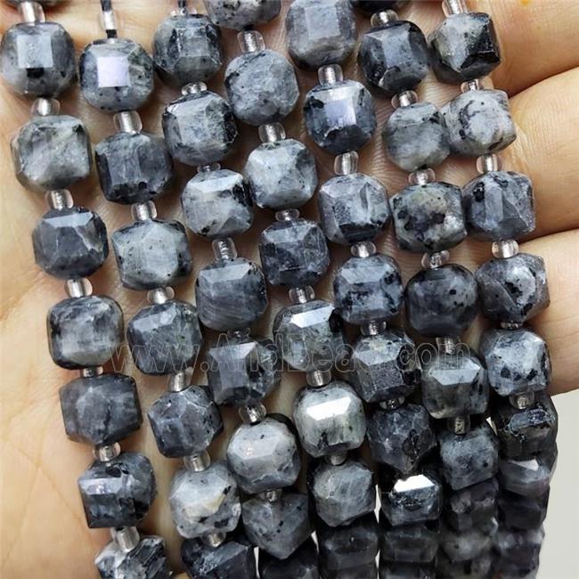 Natural Black Labradorite Beads Larvikite Faceted Cube