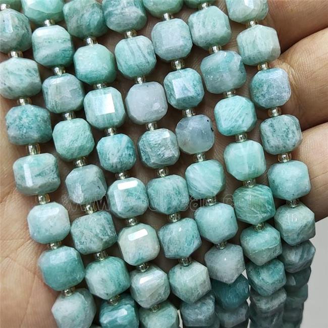 Natural Green Amazonite Beads Faceted Cube