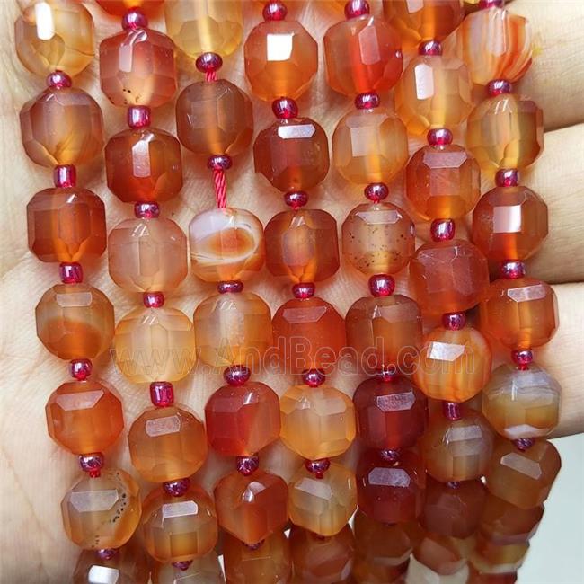 Red Agate Beads Faceted Cube Dye