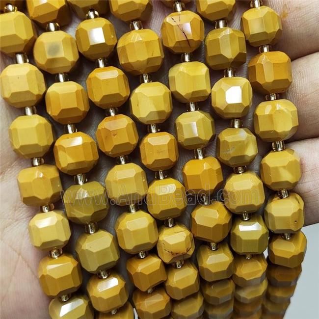 Natural Yellow Mookaite Beads Faceted Cube