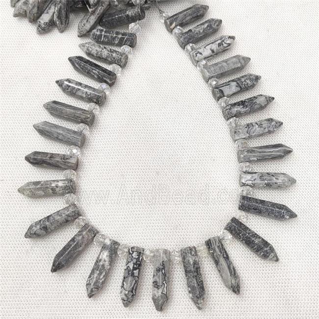Natural Gray Map Jasper Bullet Beads