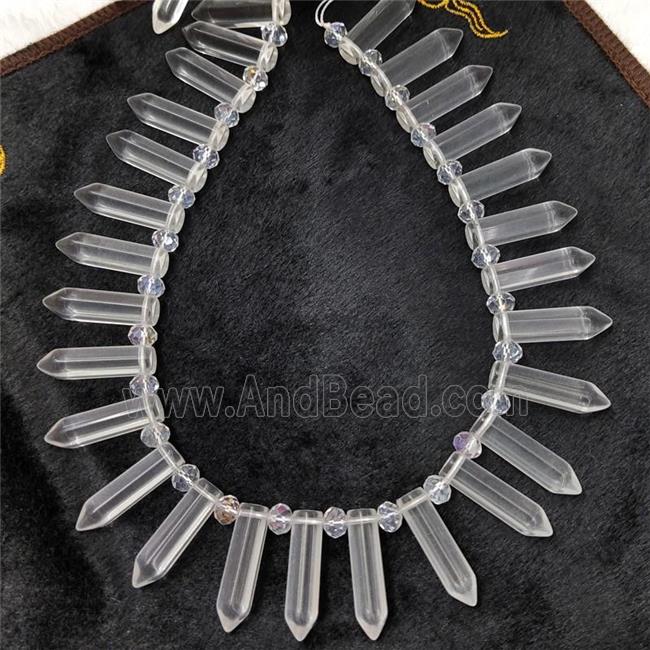 Natural Clear Crystal Quartz Bullet Beads