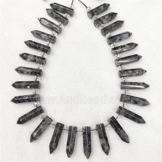 Natural Black Labradorite Bullet Beads Larvikite
