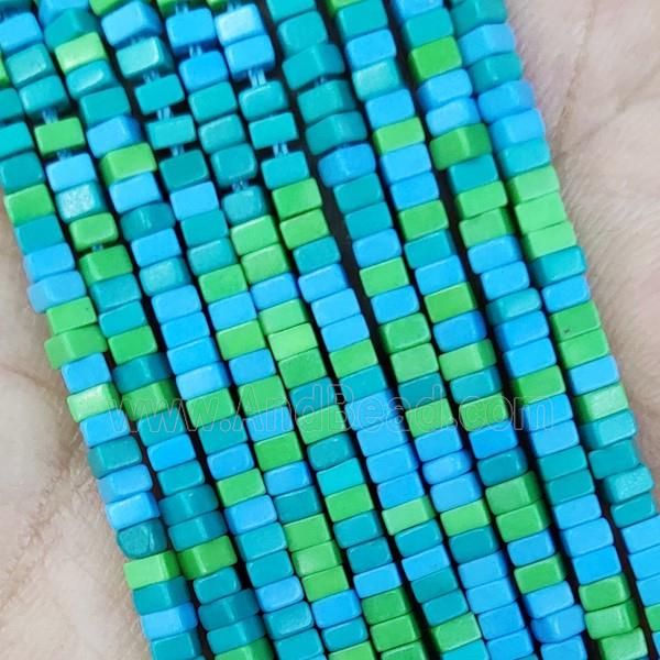 Blue Oxidative Agate Square Beads