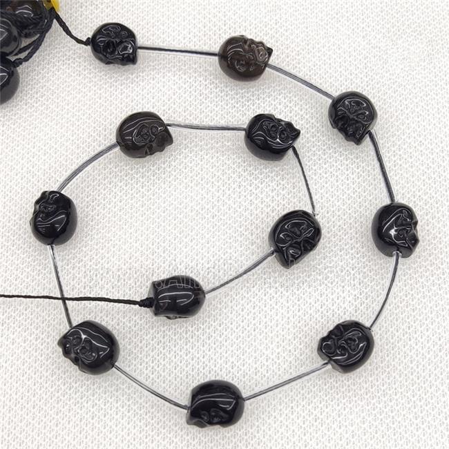 Natural Black Obsidian Skull Beads Carved