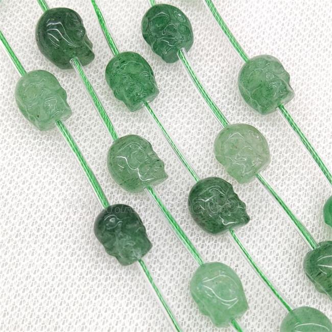 Natural Green Strawberry Quartz Skull Beads Carved