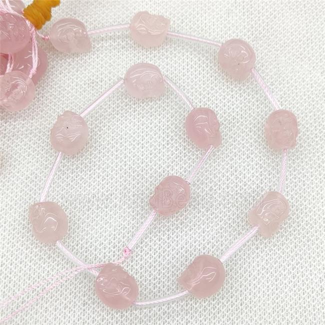 Natural Pink Rose Quartz Beads Skull Carved
