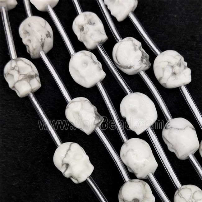 Natural White Howlite Turquoise Skull Beads Carved