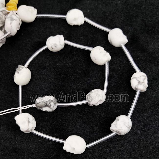 Natural White Howlite Turquoise Skull Beads Carved