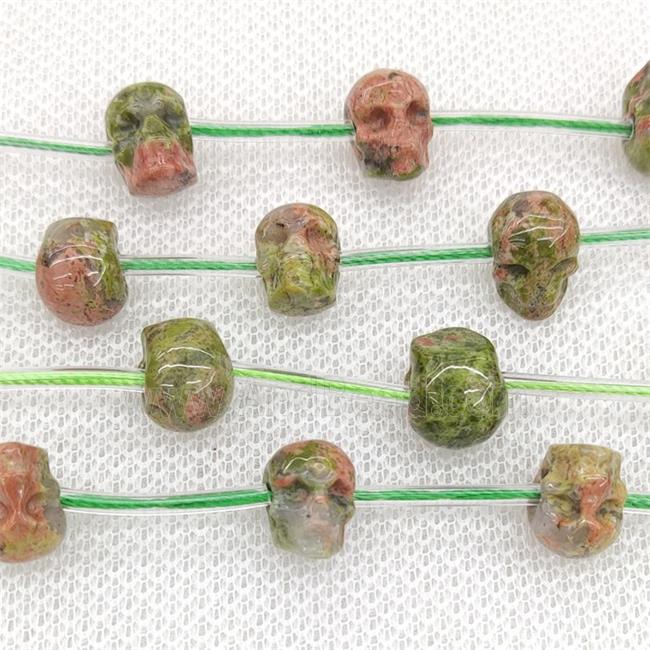 Natural Unakite Skull Beads Carved