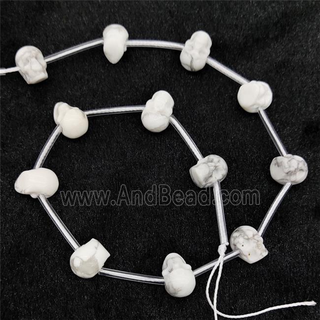 White Howlite Turquoise Skull Beads Carved