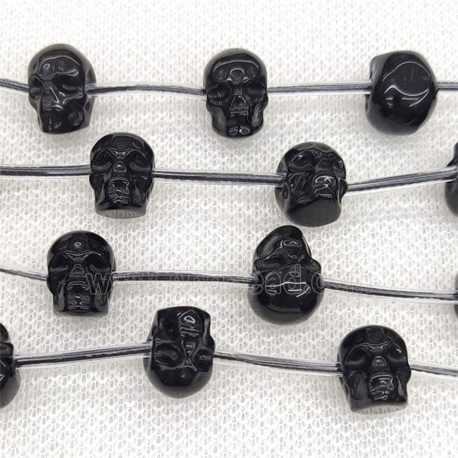 Natural Black Obsidian Skull Beads Carved