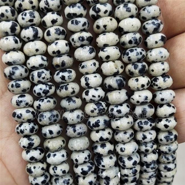 Black Dalmatian Jasper Beads Smooth Rondelle