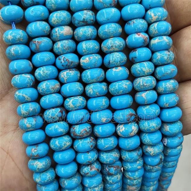 Blue Imperial Jasper Beads Dye Smooth Rondelle