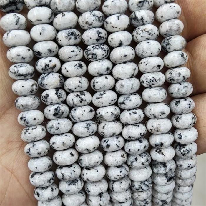 Kiwi Jasper Beads White Dye Smooth Rondelle