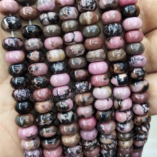 Natural Chinese Rhodonite Beads Pink Smooth Rondelle