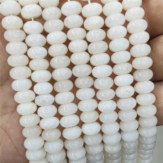 Jade Beads Beige Dye Smooth Rondelle