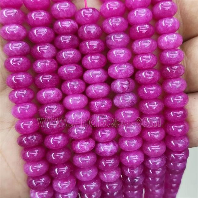 Jade Beads Hotpink Dye Smooth Rondelle