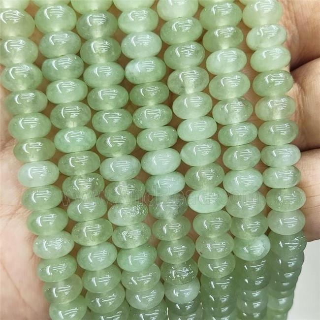 Jade Beads Lt.green Dye Smooth Rondelle