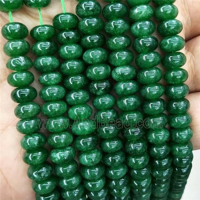 Jade Beads DeepGreen Dye Smooth Rondelle