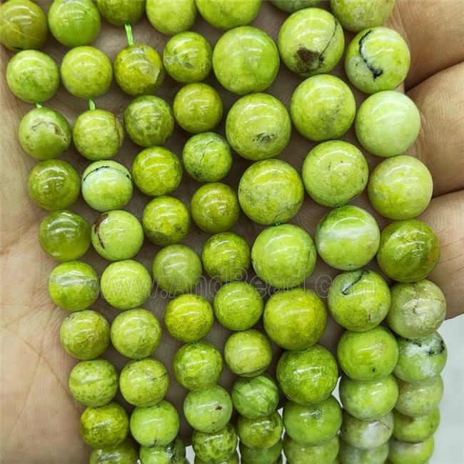 Natural Olive Opal Beads Smooth Round