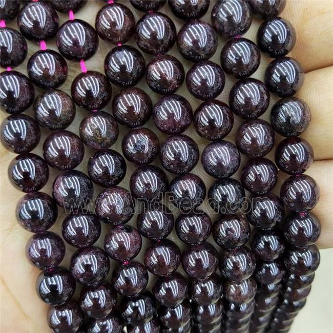Natural Garnet Beads DarkRed Smooth Round
