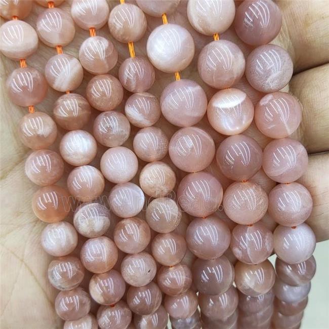 Natural Peach Moonstone Beads Smooth Round