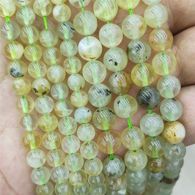 Natural Prehnite Beads Olive Smooth Round